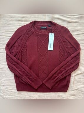 KOTN Luxor Cable Sweater in Burgundy
